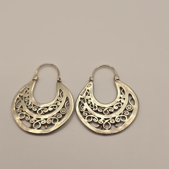 Elegant Silver Hoop Earrings - Picture 2 of 3